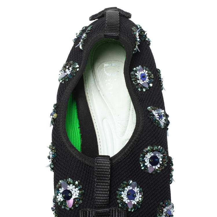 Pre Owned Dior Black Mesh Fusion Embellished Low Top Sneakers Size 38