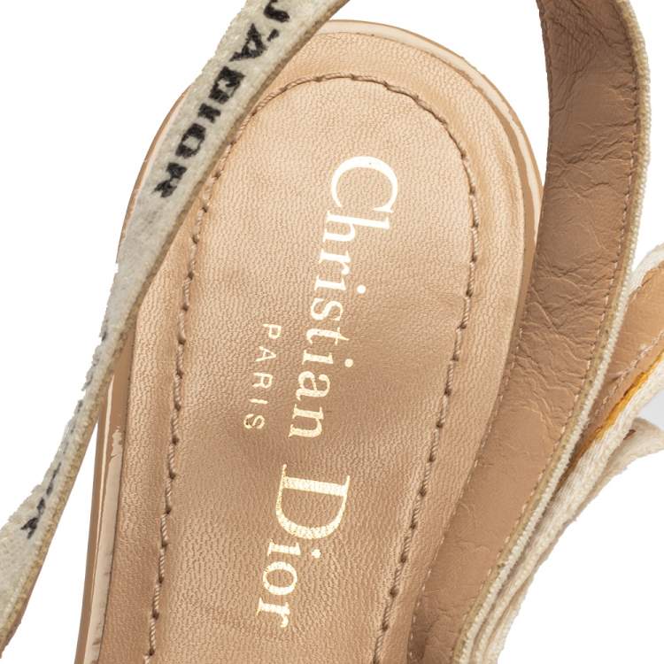 Pre Owned Dior Beige Patent Leather J'Adior Slingback Flat Sandals Size 39