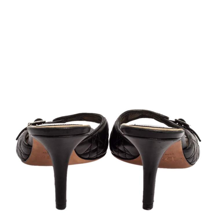 Pre Owned Dior Black Cannage Leather Buckle Open Toe Sandals Sandals Size 39