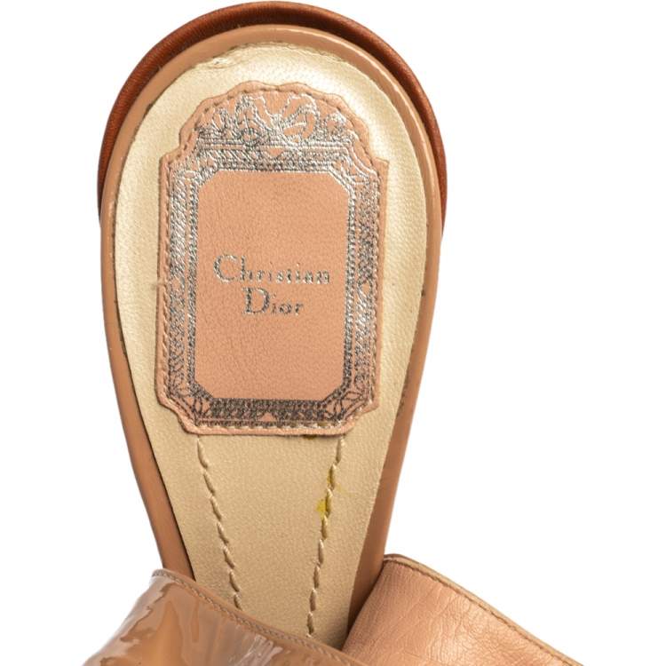 Pre Owned Dior Multicolor Patent Leather Conquest Buckle Detail Ankle Wrap Sandals Size 38