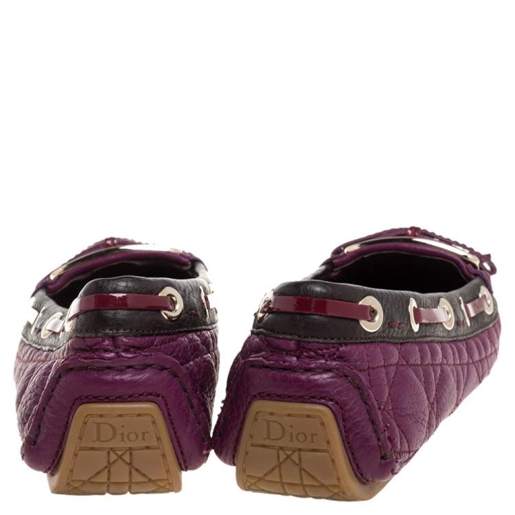 Pre Owned Dior Magenta Cannage Leather Tassel Detail Slip On Loafers Size 38