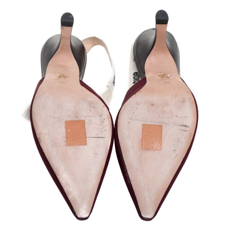 Pre Owned Dior Burgundy Technical Fabric J'adior Slingback Sandals Size 39
