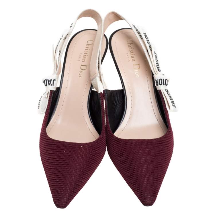 Pre Owned Dior Burgundy Technical Fabric J'adior Slingback Sandals Size 39