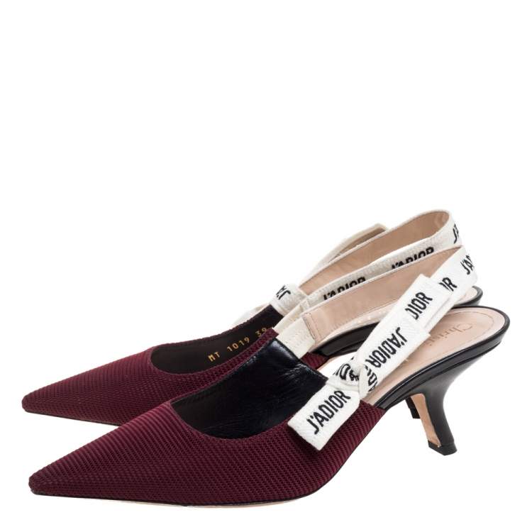 Pre Owned Dior Burgundy Technical Fabric J'adior Slingback Sandals Size 39