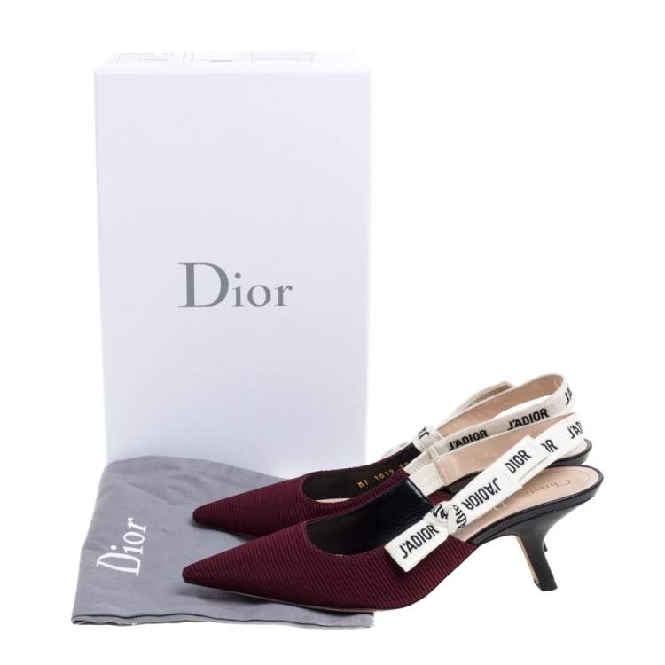 Pre Owned Dior Burgundy Technical Fabric J'adior Slingback Sandals Size 39