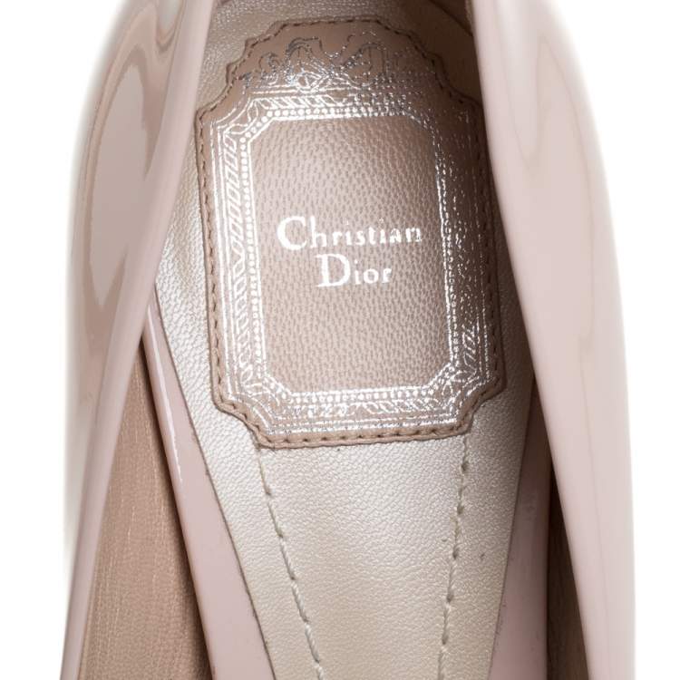 Pre Owned Dior Pink Patent Miss Dior Peep Toe Platform Pump Size 40