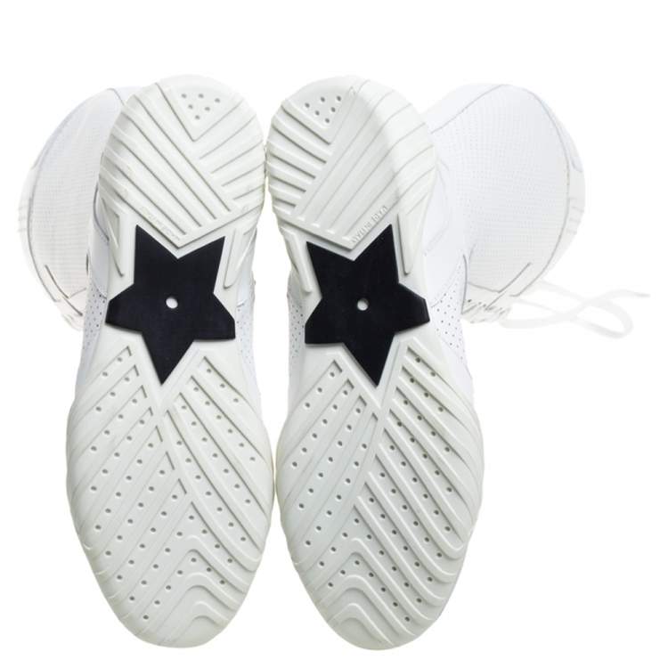 Pre Owned Dior White Perforated Leather D-Fence Knee-High Lace-up Sneaker Size 36.5