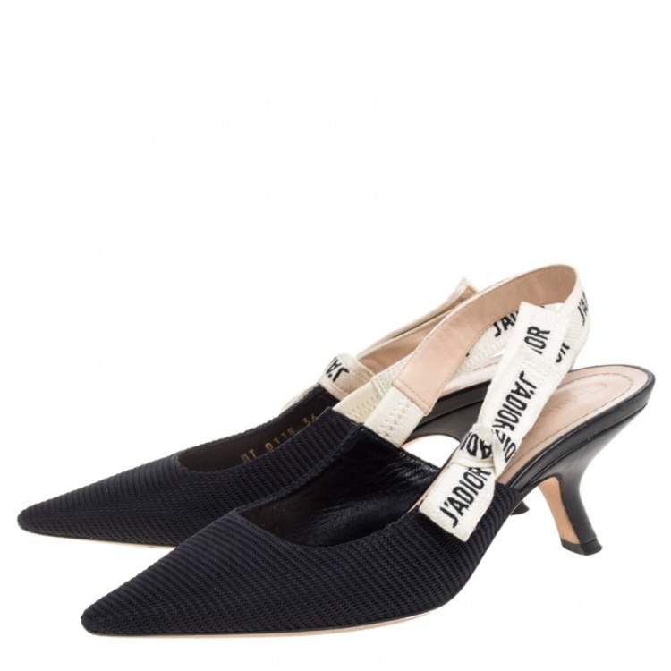 Pre Owned Dior Black Technical Canvas J'adior Slingback Sandals Size 36