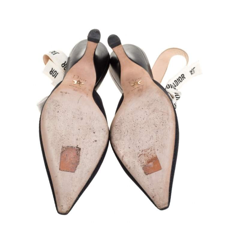 Pre Owned Dior Black Technical Canvas J'adior Slingback Sandals Size 36