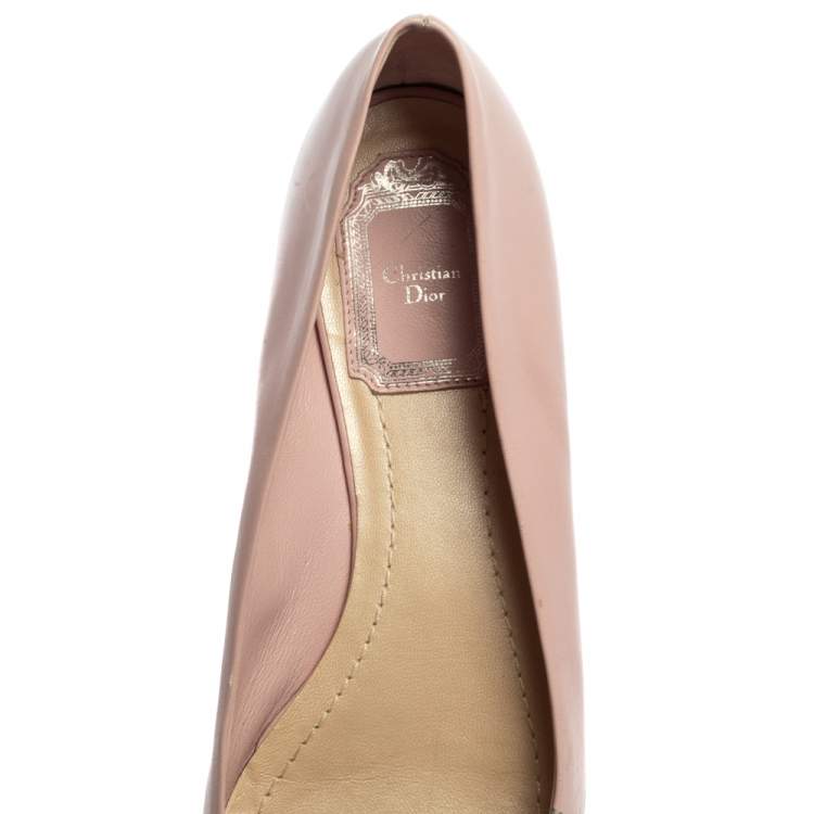 Pre Owned Dior Pink Floral Print Leather Ballet Flats Size 39.5