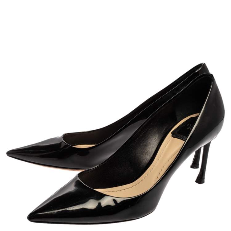 Pre Owned Dior Black Patent Leather Pointed Toe Pumps Size 38.5
