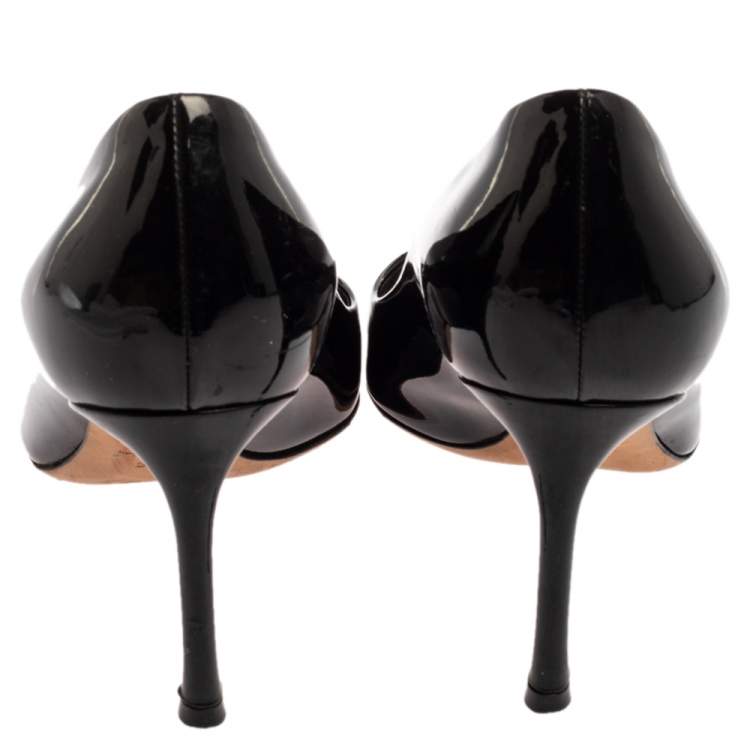 Pre Owned Dior Black Patent Leather Pointed Toe Pumps Size 38.5