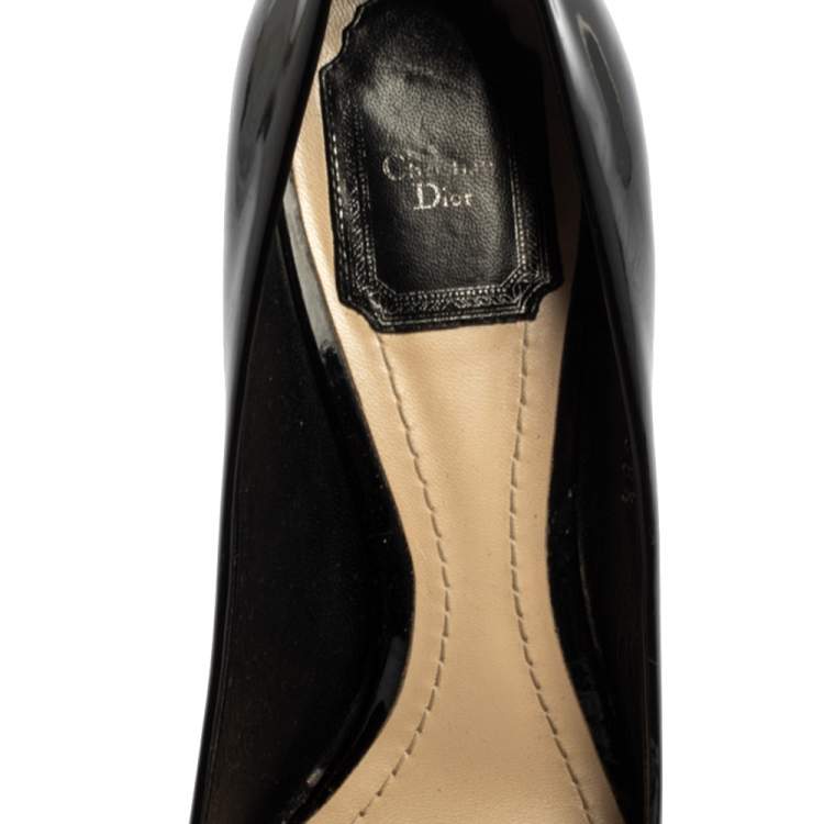 Pre Owned Dior Black Patent Leather Pointed Toe Pumps Size 38.5