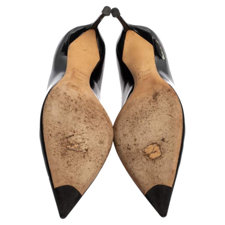 Pre Owned Dior Black Patent Leather Pointed Toe Pumps Size 38.5