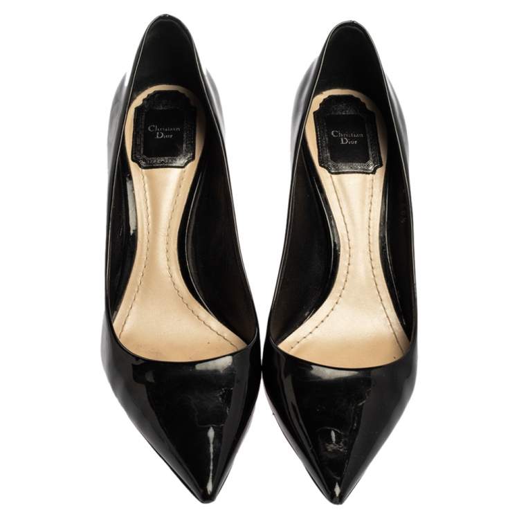 Pre Owned Dior Black Patent Leather Pointed Toe Pumps Size 38.5