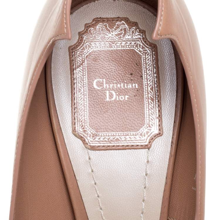 Pre Owned Dior Nude Beige Leather Crystal Embellished Flash Pointed Toe Pumps Size 41