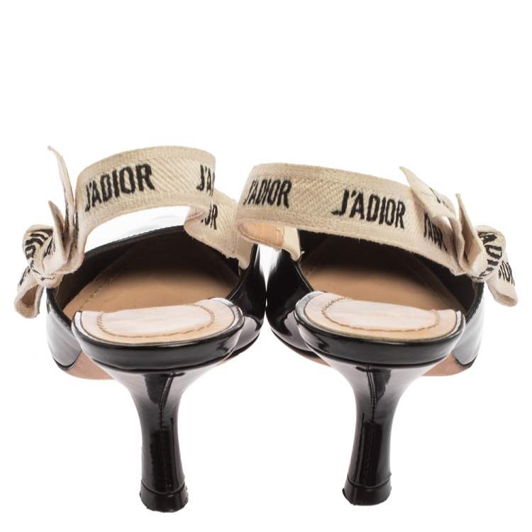 Pre Owned Dior Black Patent Leather J'adior Slingback Sandals Size 35.5