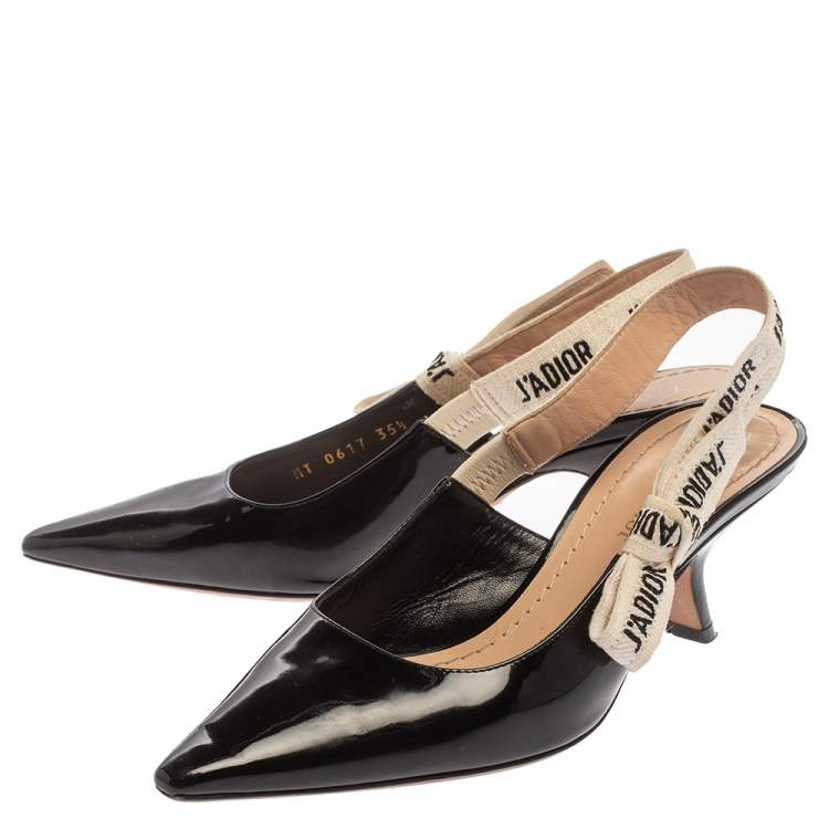 Pre Owned Dior Black Patent Leather J'adior Slingback Sandals Size 35.5