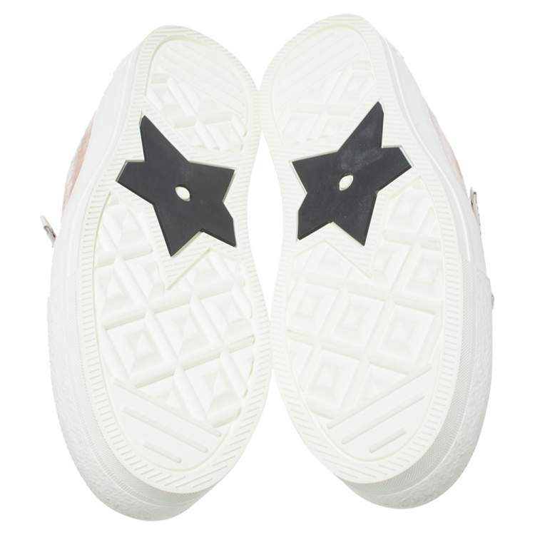 Pre Owned Dior Beige Velvet And Cotton Trim Walk'N'Dior Low Top Sneakers Size 40.5