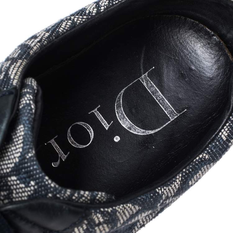 مملوكة مسبقًا Dior Blue Leather and Diorissimo Canvas Low Top Sneakers Size 40