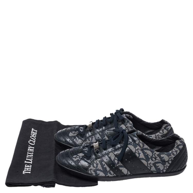 مملوكة مسبقًا Dior Blue Leather and Diorissimo Canvas Low Top Sneakers Size 40