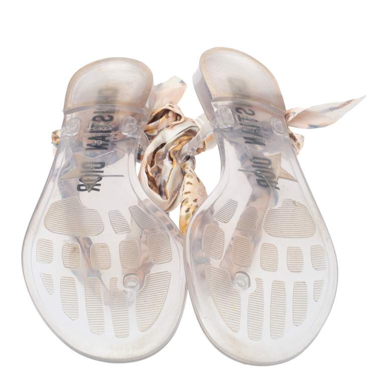 Pre Owned Dior Multicolor Fabric Kaleidoscope Thong Flat Sandals Size 39
