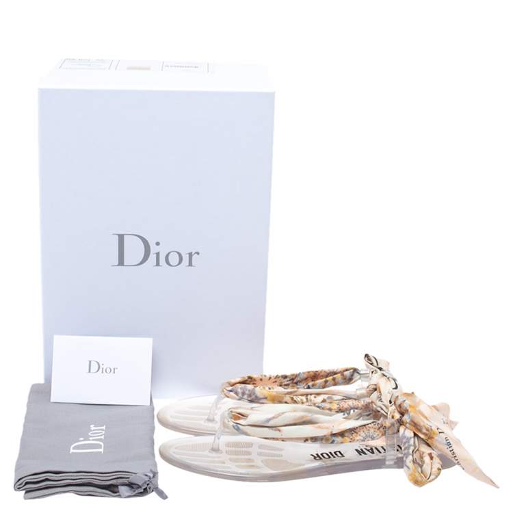 Pre Owned Dior Multicolor Fabric Kaleidoscope Thong Flat Sandals Size 39