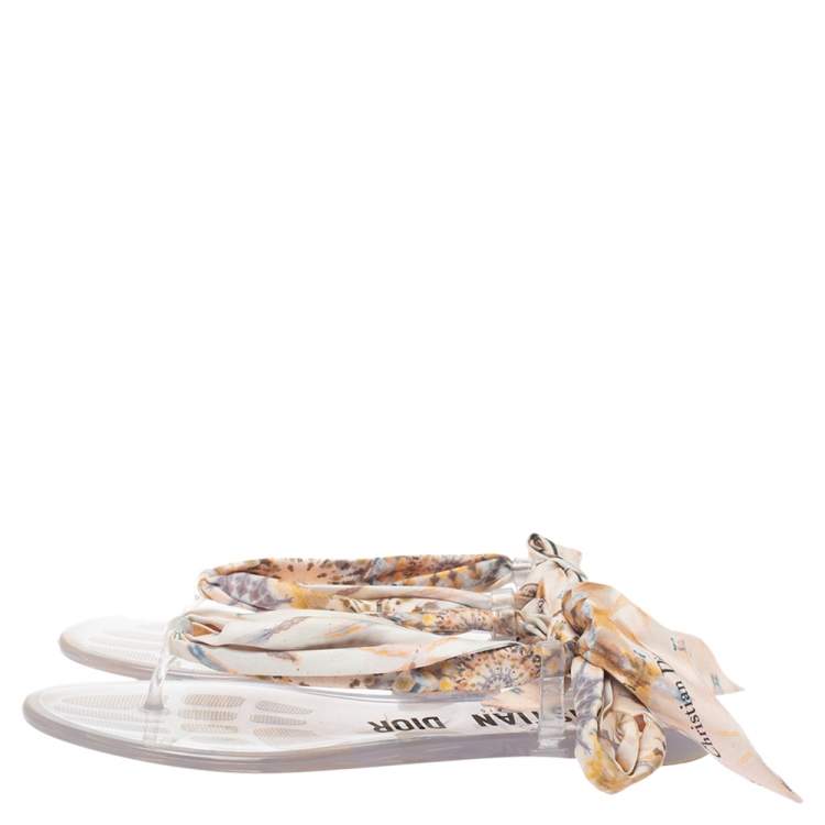 Pre Owned Dior Multicolor Fabric Kaleidoscope Thong Flat Sandals Size 39