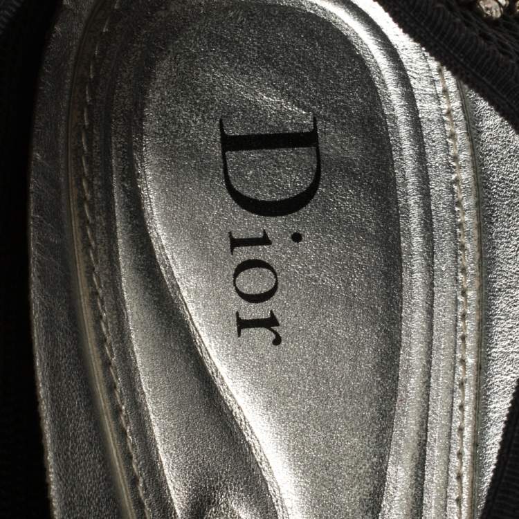 مملوكة مسبقًا Dior Black Mesh Fusion Crystal Embellished Slip On Sneakers Size 37