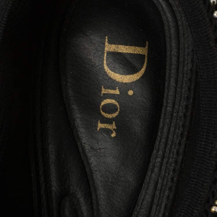 Pre Owned Dior Black Mesh Fusion Beaded Slip On Sneakers Size 37.5