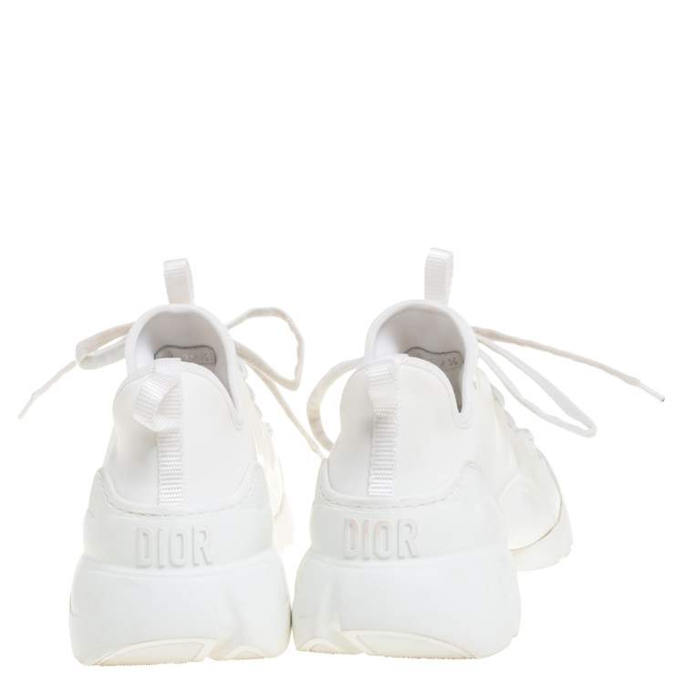 Pre Owned Dior White Elastic Fabric and Rubber D-Connect Sneakers Size 39.5