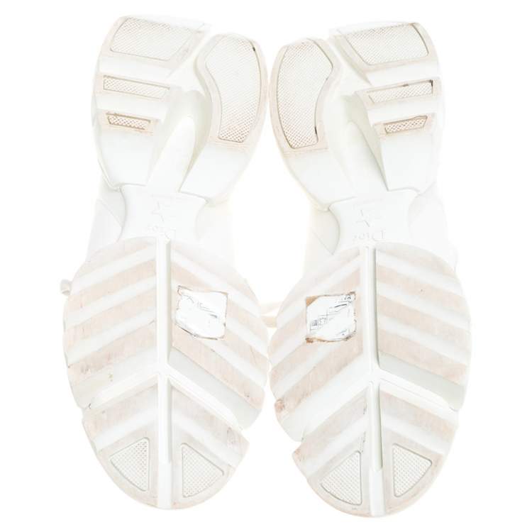 Pre Owned Dior White Elastic Fabric and Rubber D-Connect Sneakers Size 39.5