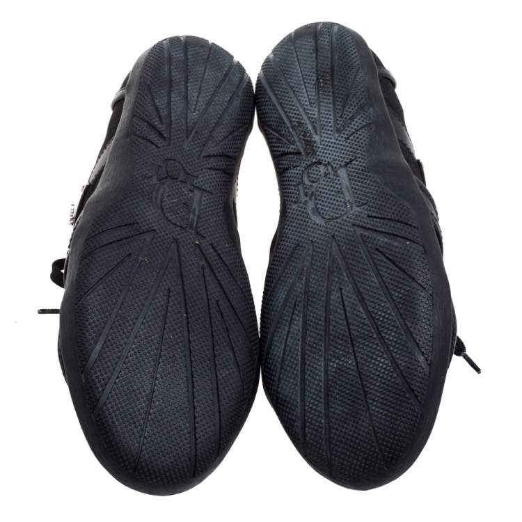 Pre Owned Dior Black Canvas And Leather Trim Low Top Sneakers Size 37