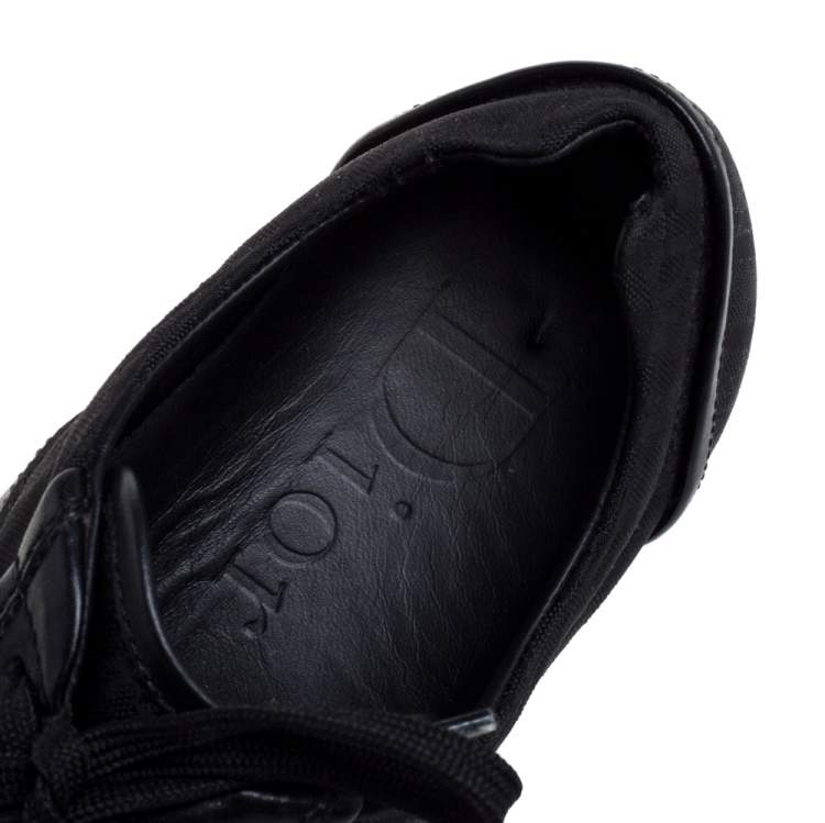 Pre Owned Dior Black Canvas And Leather Trim Low Top Sneakers Size 37