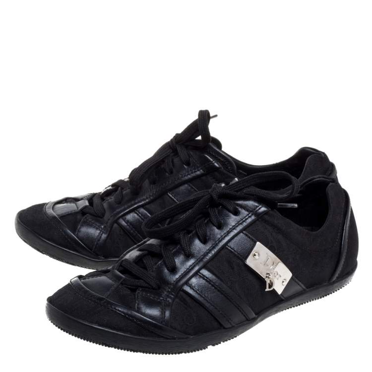 Pre Owned Dior Black Canvas And Leather Trim Low Top Sneakers Size 37