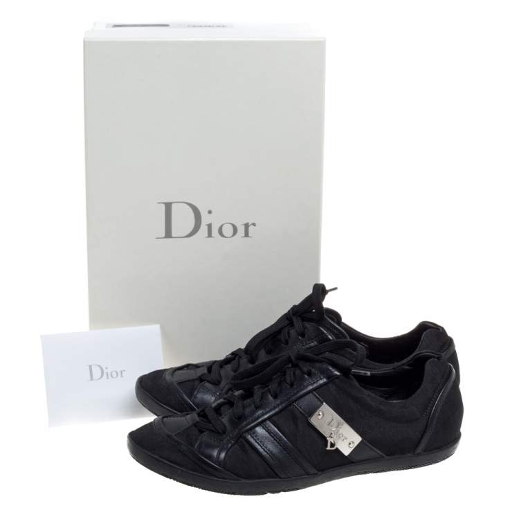 Pre Owned Dior Black Canvas And Leather Trim Low Top Sneakers Size 37