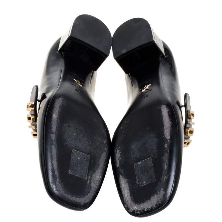 Pre Owned Christian Dior Black Patent Leather Baby-D Pumps Size 40