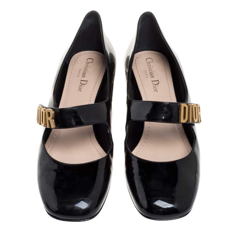 Pre Owned Christian Dior Black Patent Leather Baby-D Pumps Size 40