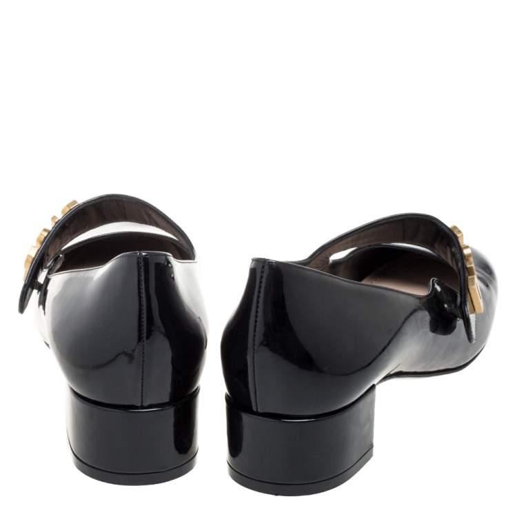 Pre Owned Christian Dior Black Patent Leather Baby-D Pumps Size 40