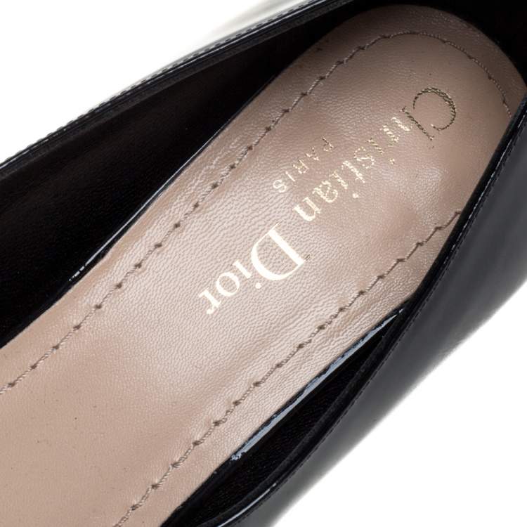 Pre Owned Christian Dior Black Patent Leather Baby-D Pumps Size 40