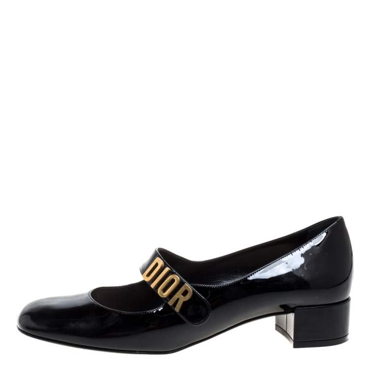 Pre Owned Christian Dior Black Patent Leather Baby-D Pumps Size 40