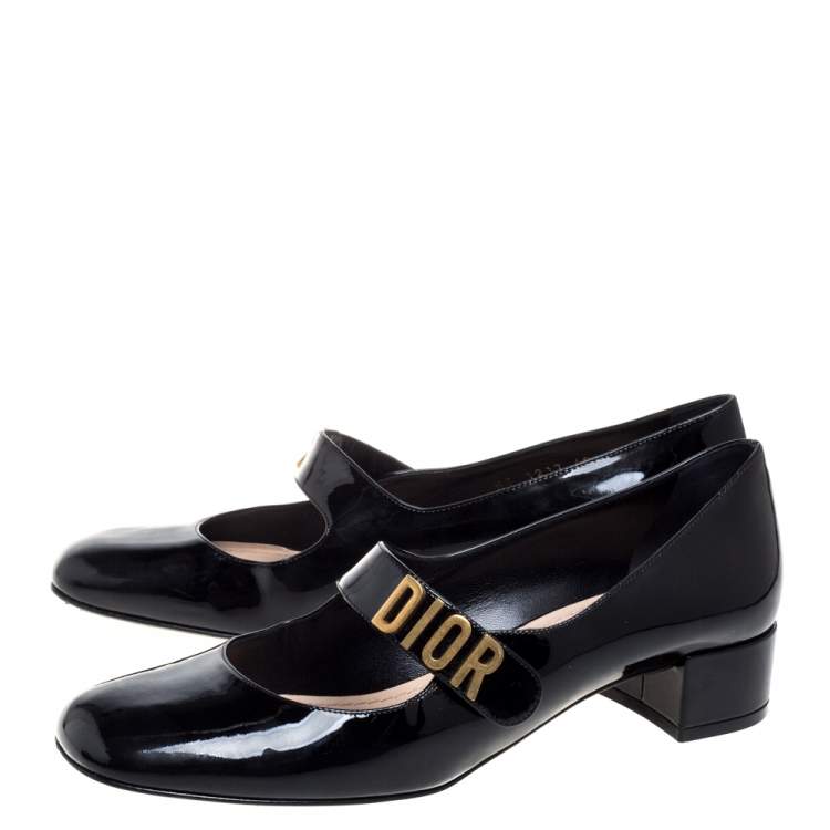 Pre Owned Christian Dior Black Patent Leather Baby-D Pumps Size 40