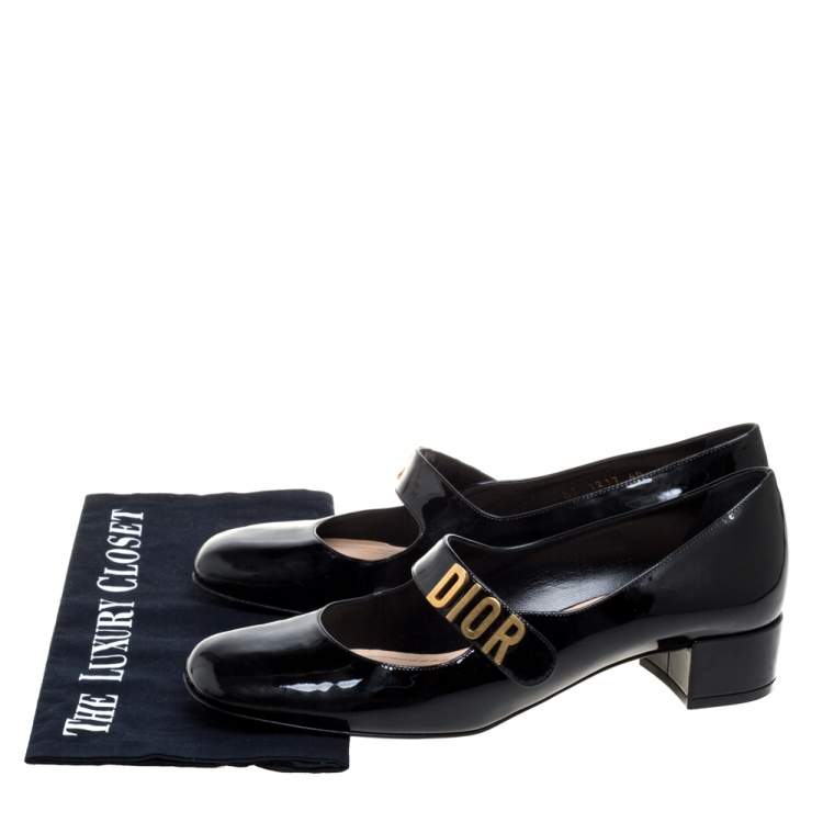 Pre Owned Christian Dior Black Patent Leather Baby-D Pumps Size 40