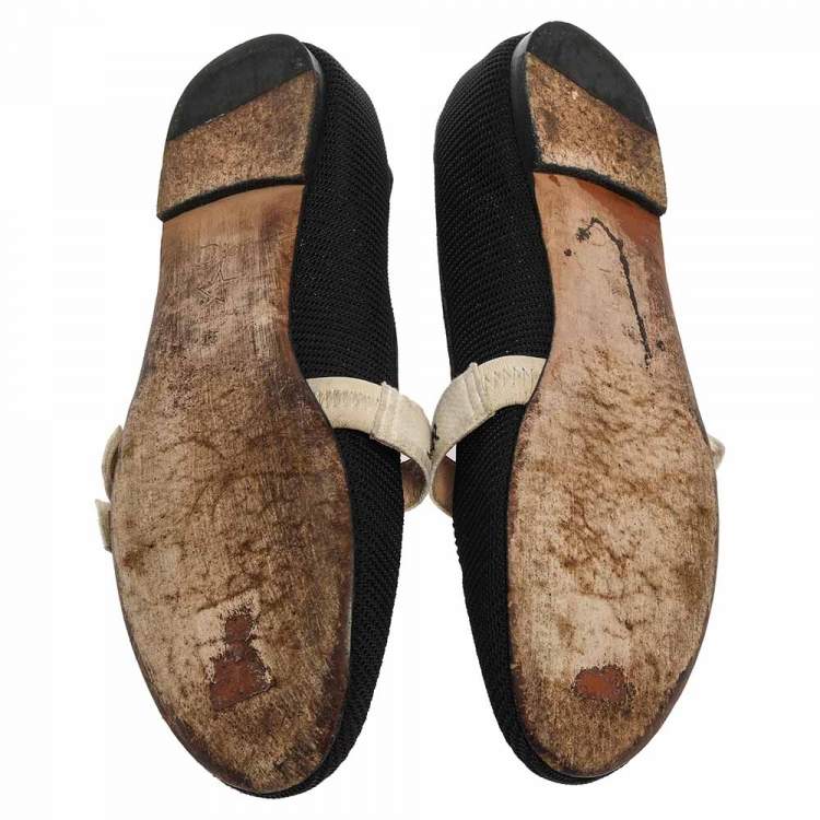 Pre Owned Dior Black Fabric Embroidered Miss J'adior Ballet Flats Size 36