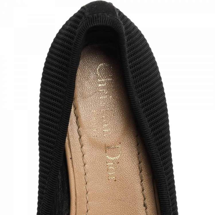 Pre Owned Dior Black Fabric Embroidered Miss J'adior Ballet Flats Size 36