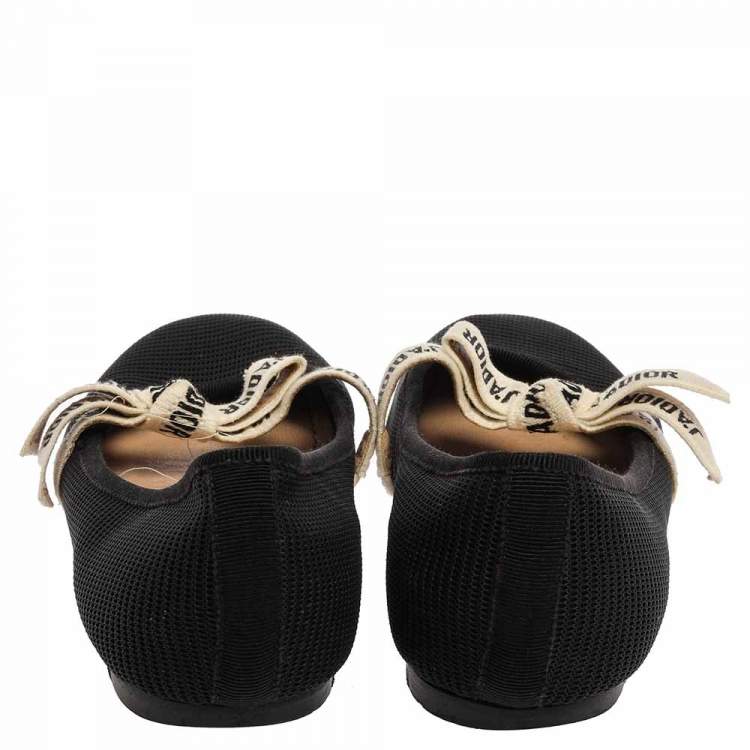 Pre Owned Dior Black Fabric Embroidered Miss J'adior Ballet Flats Size 36
