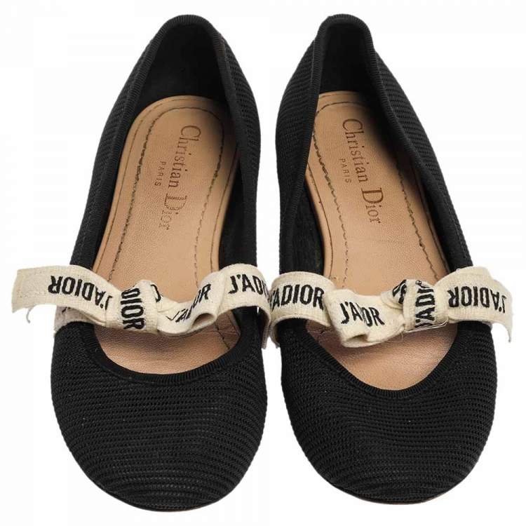 Pre Owned Dior Black Fabric Embroidered Miss J'adior Ballet Flats Size 36