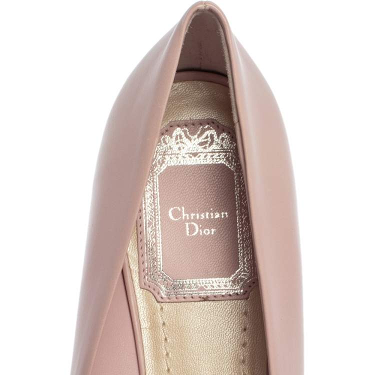 Pre Owned Dior Pink Floral Print Leather Ballet Flats Size 38.5