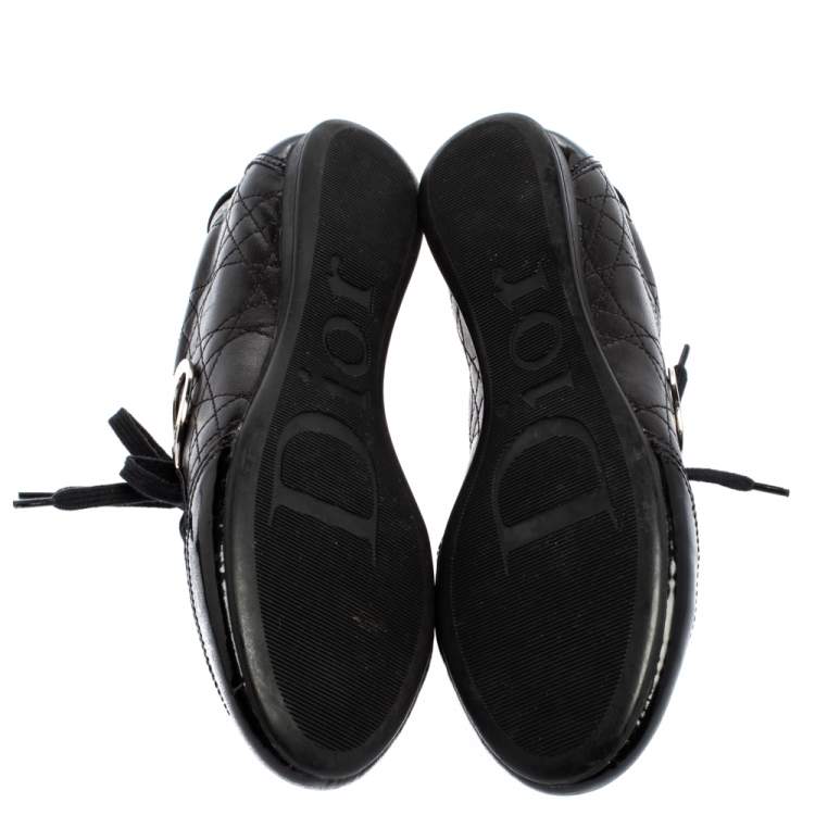 Pre Owned Dior Black Cannage Leather Low Top Sneakers Size 37