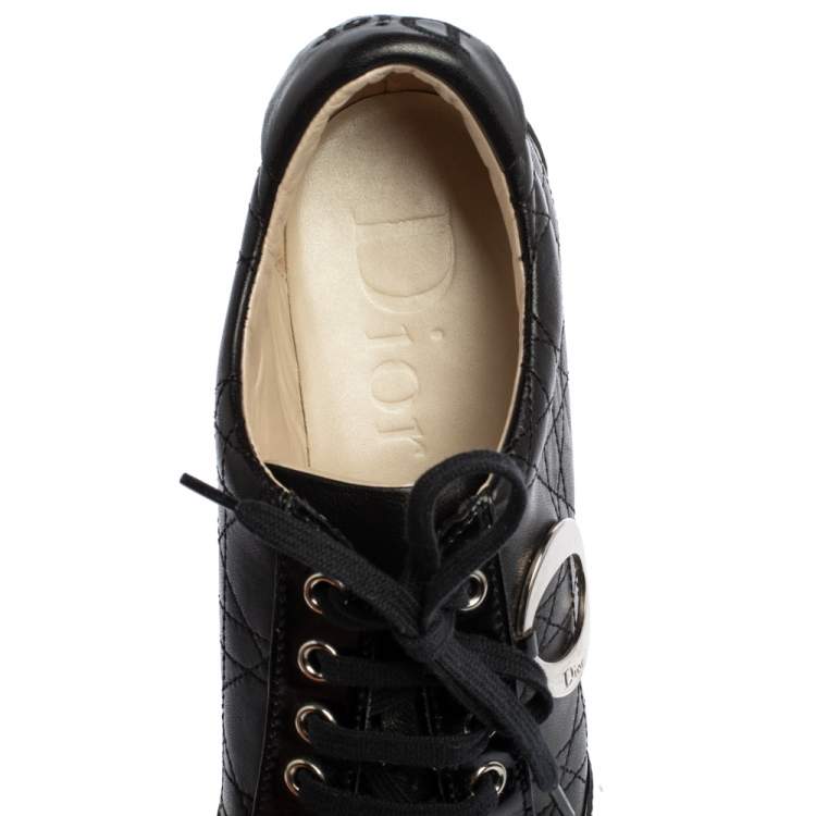 Pre Owned Dior Black Cannage Leather Low Top Sneakers Size 37